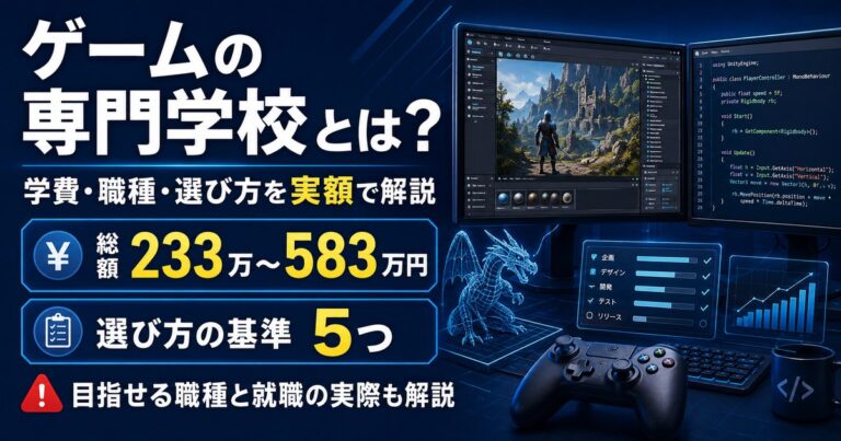 ゲームの専門学校の学費と選び方を実額で解説。入学金を含む総額は通い方で233万円から583万円