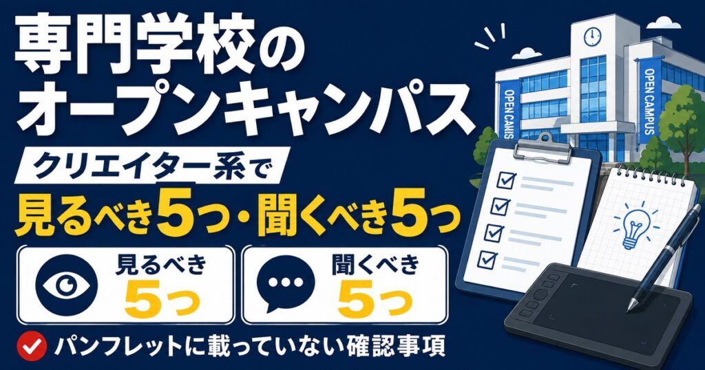 専門学校のオープンキャンパスで見るべき5つと聞くべき5つをクリエイター系に絞って解説
