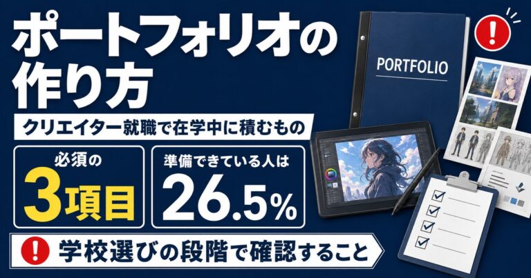 クリエイター就職のポートフォリオの作り方。採用担当が見る3項目と、在学中に積み上げる方法を解説